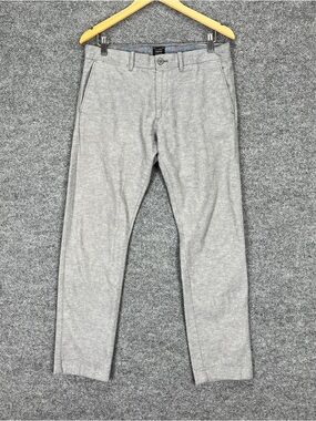 J. Crew Linen Blend Pants Men 31 Grey 30” Length Stretch Chino